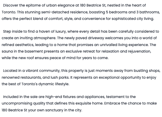 The basic property description being generated